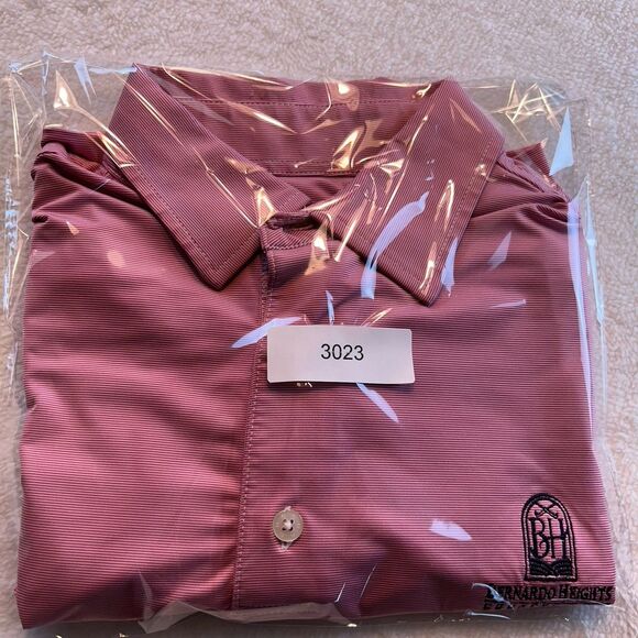 FootJoy FJ Mens Pink Stripe Golf Polo Shirt Bernado Heights CC Size Large - Picture 8 of 9